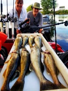peche-dore-ouverture-lac-saint-jean-date forfait de pêche en bateau au doré et a la ouananiche sur le lac saint jean a partir de la marina de roberval, une belle pêche de doré jaune avec des clients heureux